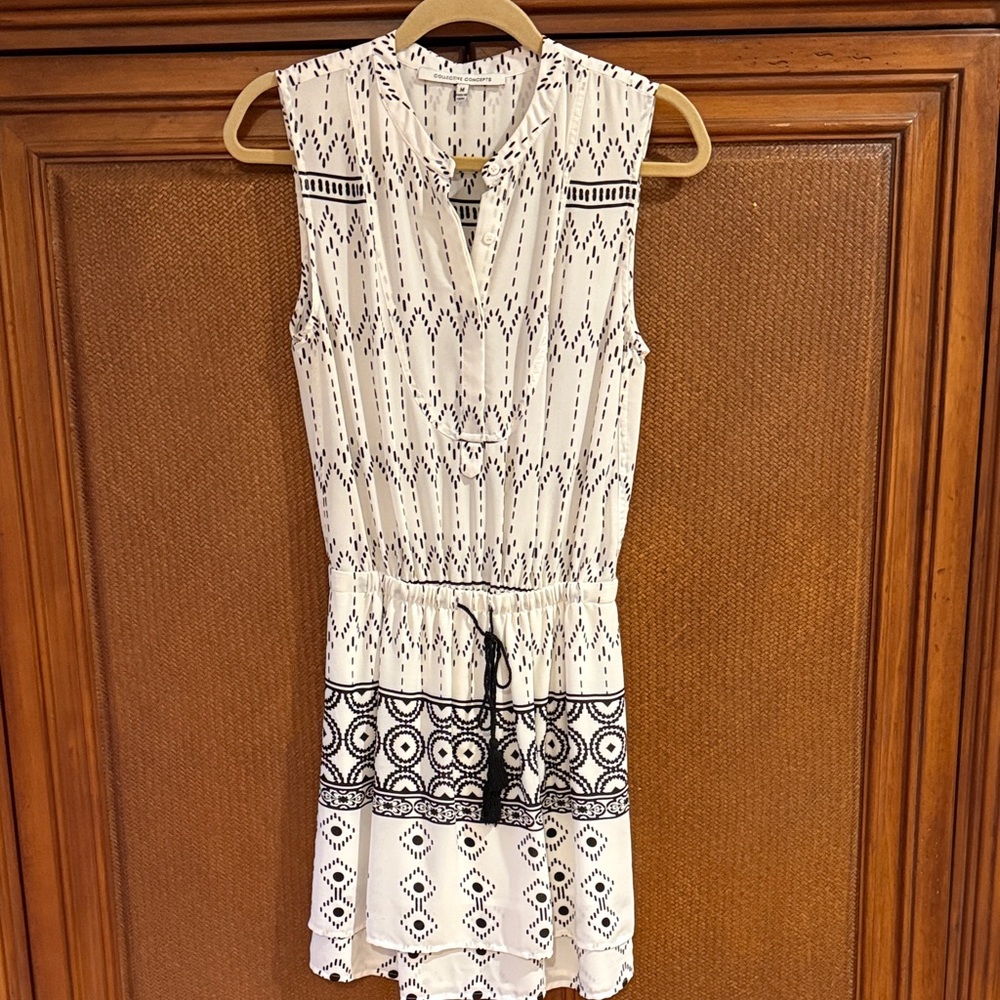 Collective Concepts Black and White Patterned Mini Dress